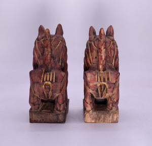 Products Vintage Chinoiserie Carved Wood Red and Gold Foo Dogs - A Pair