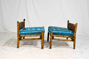 Mid-Century Woven Rattan Tatami Floor Chairs - A Pair