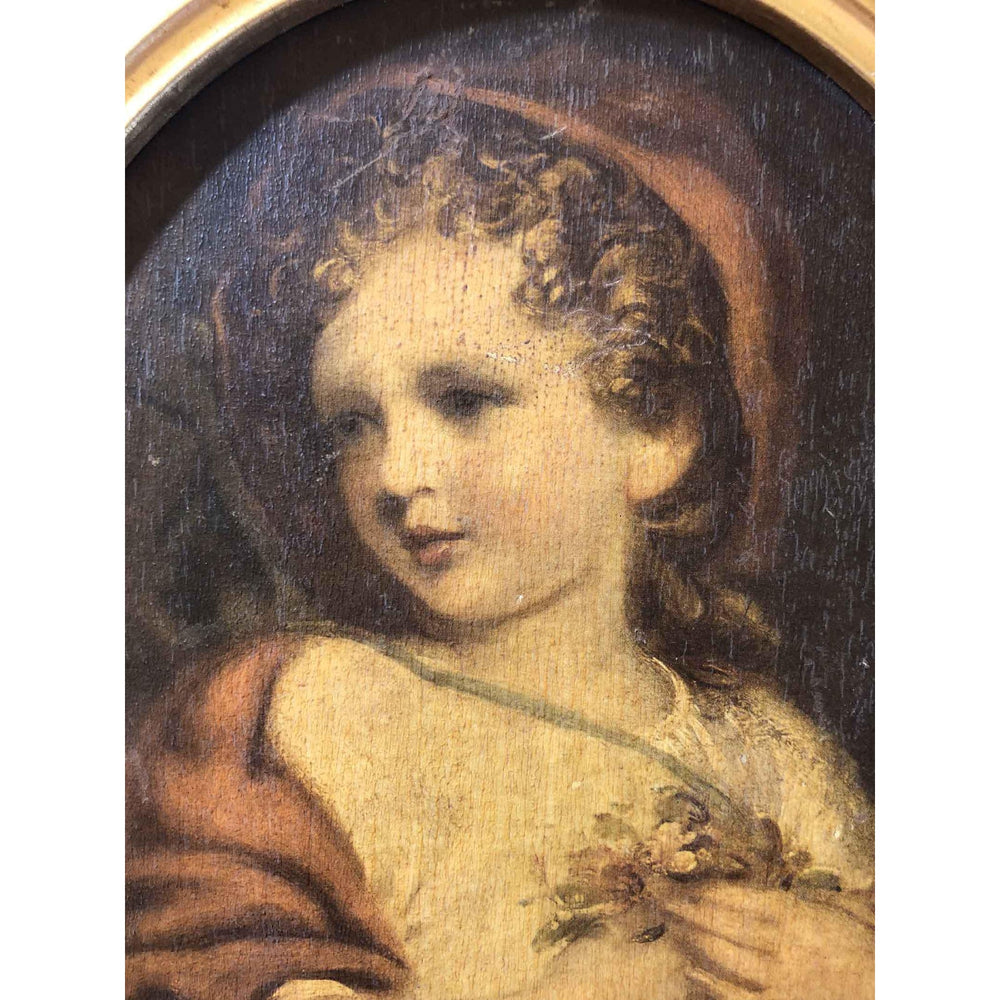 20th Century American Classical Portrait of Child Holding Flowers