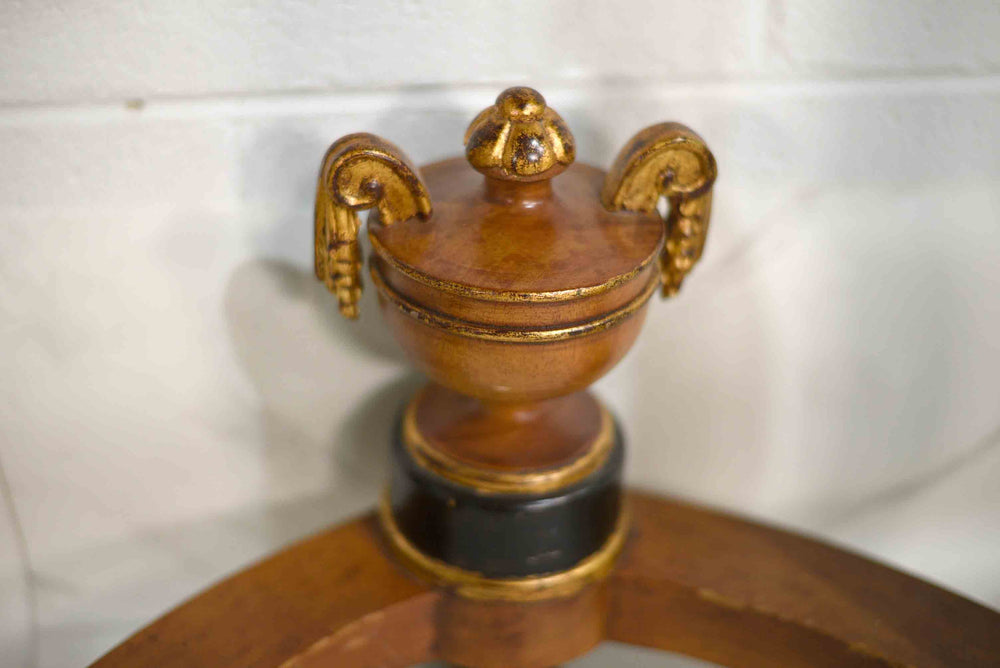 French Neoclassical Style Black & Gold Demi-Lune Marble Console Table & Mirror After Maison Jansen