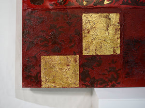 Contemporary Abstract Geometric Oil Painting with Gold Leaf