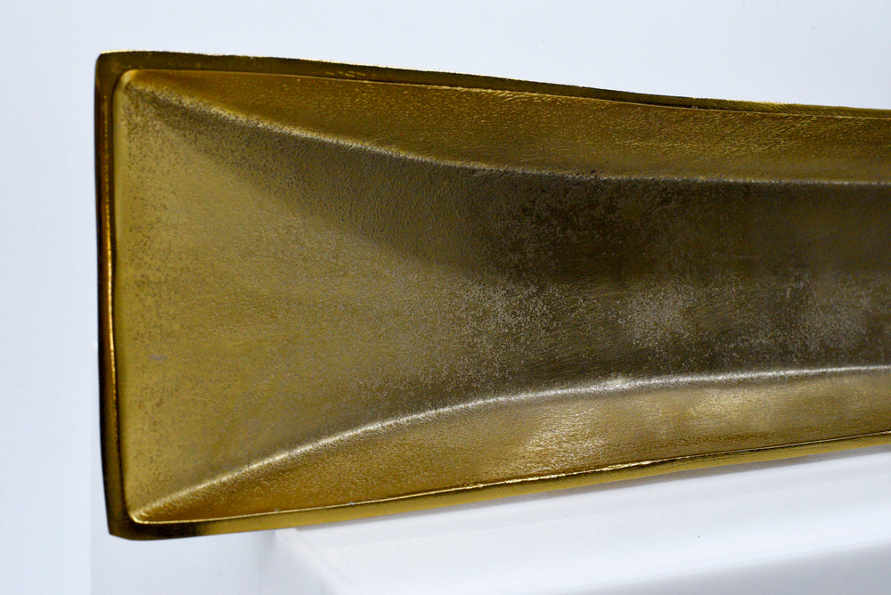 Contemporary Cast Aluminum Painted Gold Decorative Bowl Catchall on Base