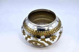 Painted Antiqued Mirrored Glass Vessel with Lid