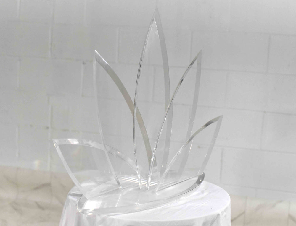 1980s Lucite Bevelled Starburst Sculpture or Letter/Magazine Rack