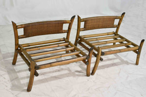 Mid-Century Woven Rattan Tatami Floor Chairs - A Pair