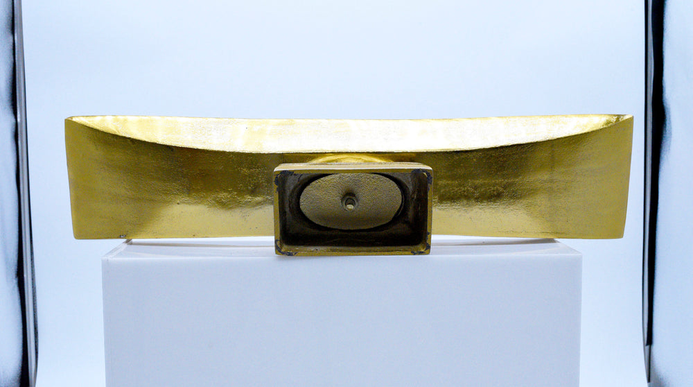 Contemporary Cast Aluminum Painted Gold Decorative Bowl Catchall on Base