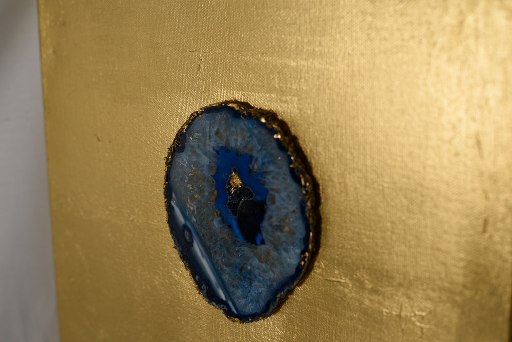 Crusted Geode on Gold Leafed Canvas Art in a Variety of Colors
