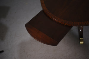 1950s Traditional Banded Mahogany Oval Pedestal Coffee Table by Charak Furniture Boston