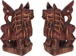 Products Vintage Chinoiserie Carved Wood Red and Gold Foo Dogs - A Pair