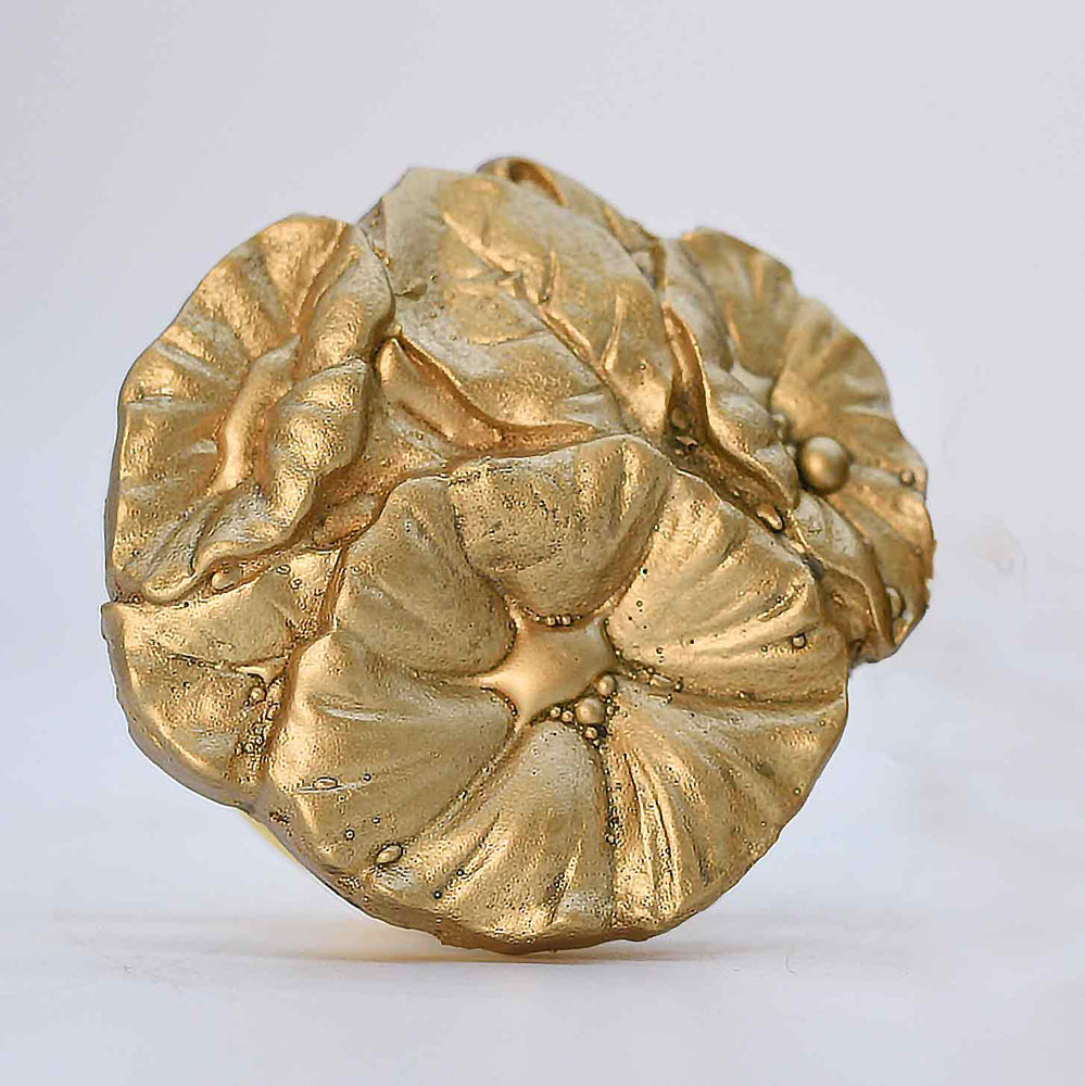 Metallic Petunia Handcrafted Flower Drawer Knob Made to Order by Firebird Furniture