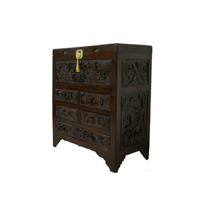 Early 20th Century Chinoiserie Carved Camphor Wood Batchelor's Chest