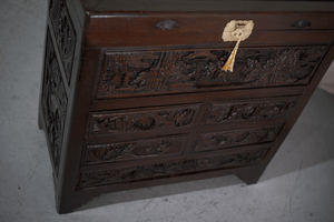 Early 20th Century Chinoiserie Carved Camphor Wood Batchelor's Chest