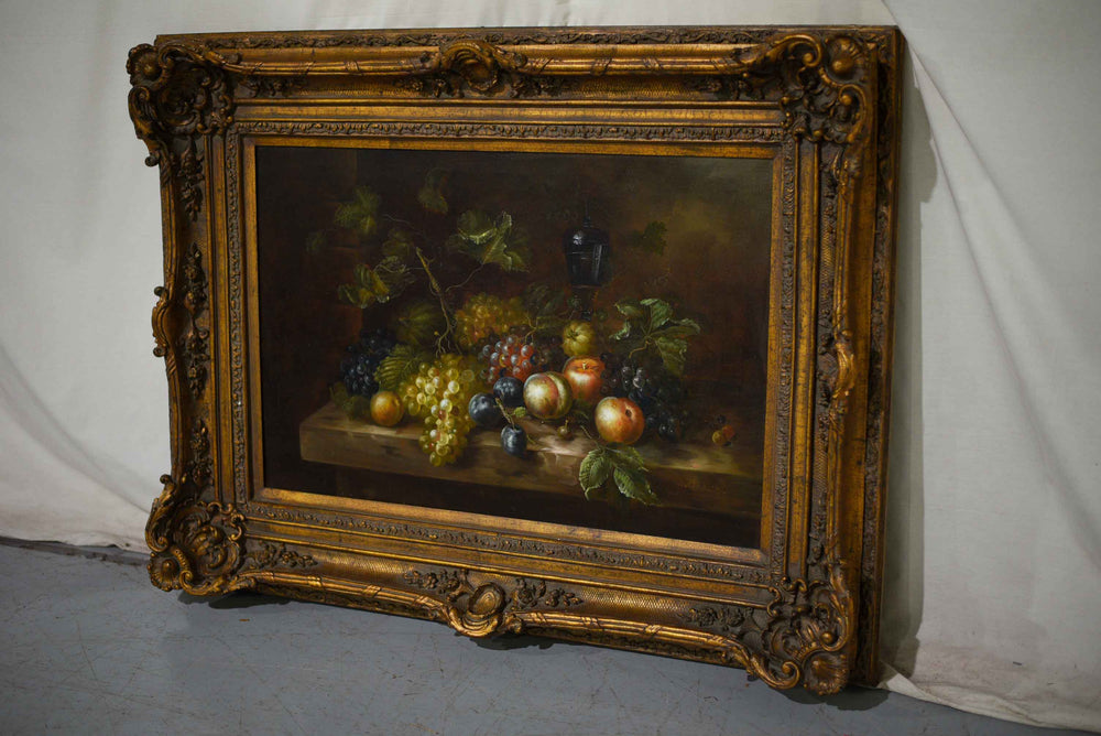 Mid Century Still Life Portrait of Fruit Signed L. Martin Framed 51 x 39inches