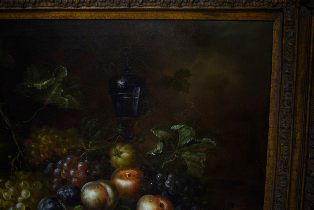 Mid Century Still Life Portrait of Fruit Signed L. Martin Framed 51 x 39inches