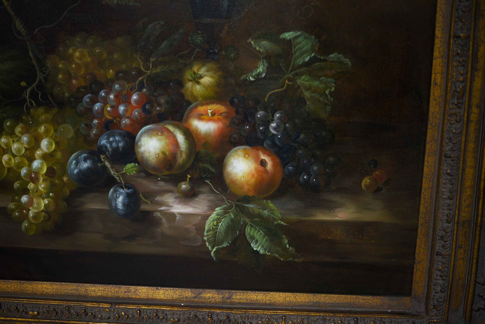 Mid Century Still Life Portrait of Fruit Signed L. Martin Framed 51 x 39inches