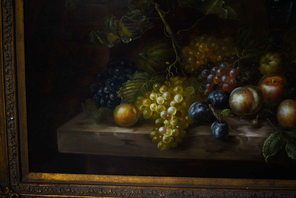 Mid Century Still Life Portrait of Fruit Signed L. Martin Framed 51 x 39inches