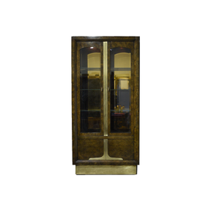 Mid-Century Amboyna Wood and Brass Lighted Curio Display by William Doezema for Mastercraft - A Single Unit