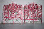 Mid Century Boho Rattan Heart Motif Twin Headboards - A Pair