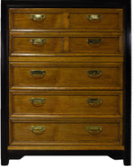 Vintage Chinoiserie Highboy Dresser by Thomasville Two Tone Black & Wood