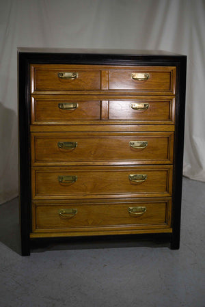 Vintage Chinoiserie Highboy Dresser by Thomasville Two Tone Black & Wood