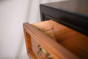 Vintage Chinoiserie Highboy Dresser by Thomasville Two Tone Black & Wood