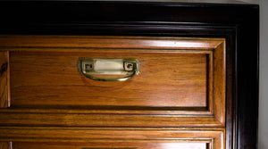 Vintage Chinoiserie Highboy Dresser by Thomasville Two Tone Black & Wood