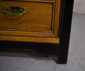 Vintage Chinoiserie Highboy Dresser by Thomasville Two Tone Black & Wood