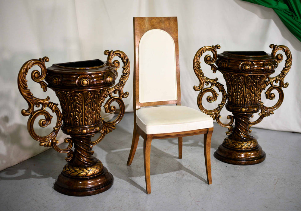 Vintage Contemporary Classical Urn Amphora Decorative Bronze Effect Planters - A Pair