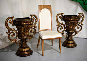 Vintage Contemporary Classical Urn Amphora Decorative Bronze Effect Planters - A Pair