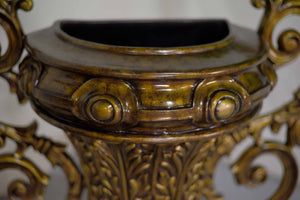 Vintage Contemporary Classical Urn Amphora Decorative Bronze Effect Planters - A Pair