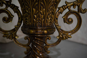 Vintage Contemporary Classical Urn Amphora Decorative Bronze Effect Planters - A Pair