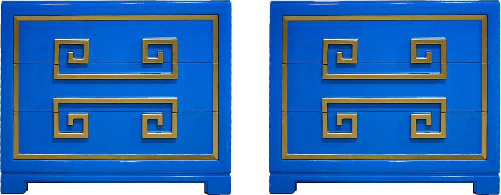 1940s Hollywood Regency Kittinger Greek Key Chests Newly Lacquered - a Pair