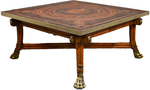 Vintage Centurian Mosaic Tiled Rattan Coffee Table with Brass Lion Paw