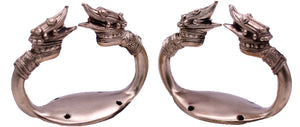Vintage Chinoiserie Brass Dragon Towel Holders - A Pair