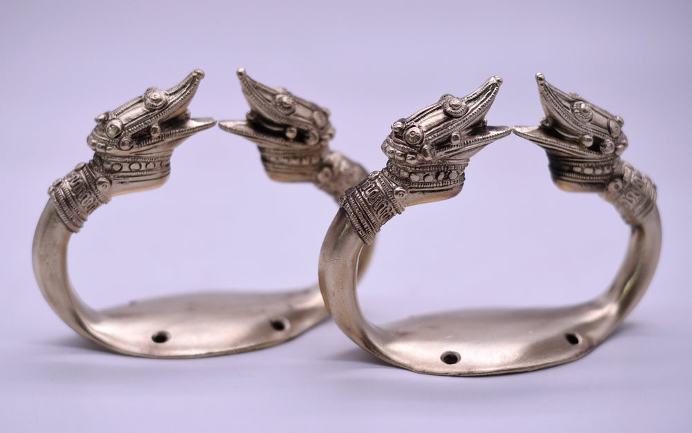 Vintage Chinoiserie Brass Dragon Towel Holders - A Pair