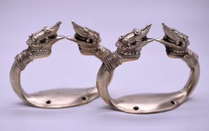 Vintage Chinoiserie Brass Dragon Towel Holders - A Pair