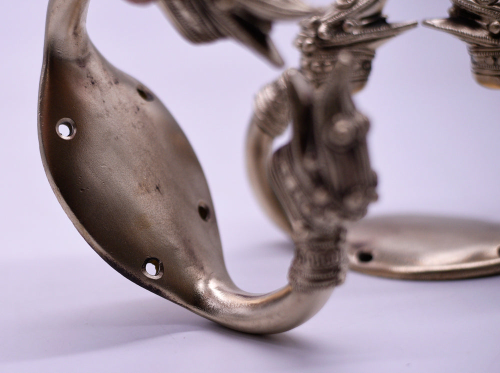 Vintage Chinoiserie Brass Dragon Towel Holders - A Pair