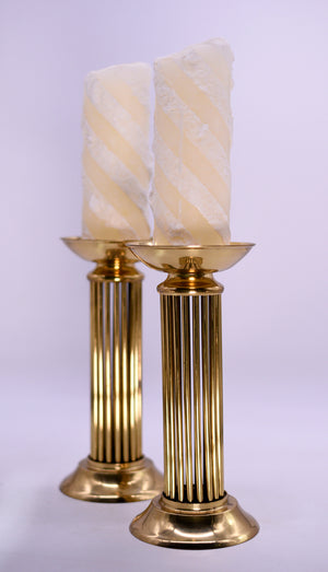 Products Vintage Classical Pillar Candle Holders in Brass - A Pair