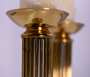 Products Vintage Classical Pillar Candle Holders in Brass - A Pair