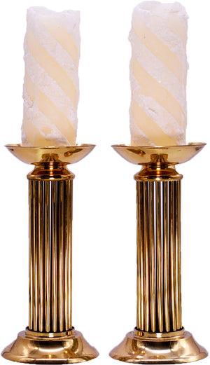 Pair of Antique Candleholders Cast Metal, Crystal, Marble – Avant Antique