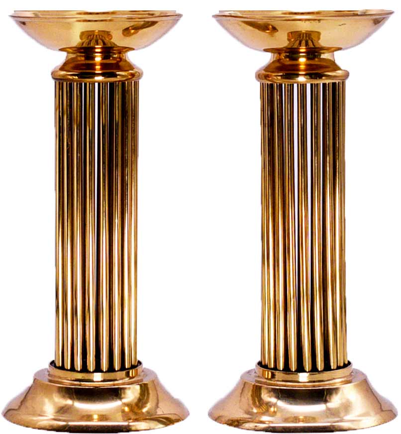 Products Vintage Classical Pillar Candle Holders in Brass - A Pair