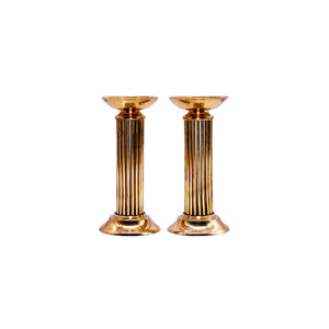 Products Vintage Classical Pillar Candle Holders in Brass - A Pair