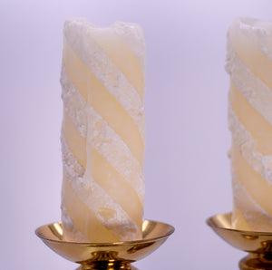 Vintage Classical Pillar Candle Holders in Brass - A Pair