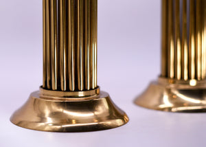 Products Vintage Classical Pillar Candle Holders in Brass - A Pair