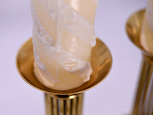 Products Vintage Classical Pillar Candle Holders in Brass - A Pair