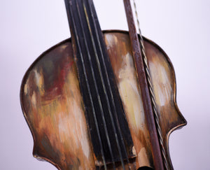 Vintage Decorative Ornamental Metal Sculpture Violin with bow - A Pair
