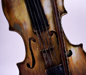 Vintage Decorative Ornamental Metal Sculpture Violin with bow - A Pair