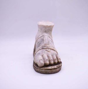 Vintage Decorative White Marble Sandal Foot Sculpture