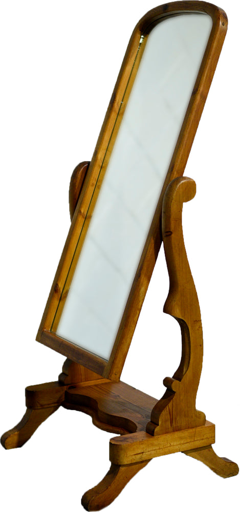 Vintage French Country Pine Cheval Floor Mirror