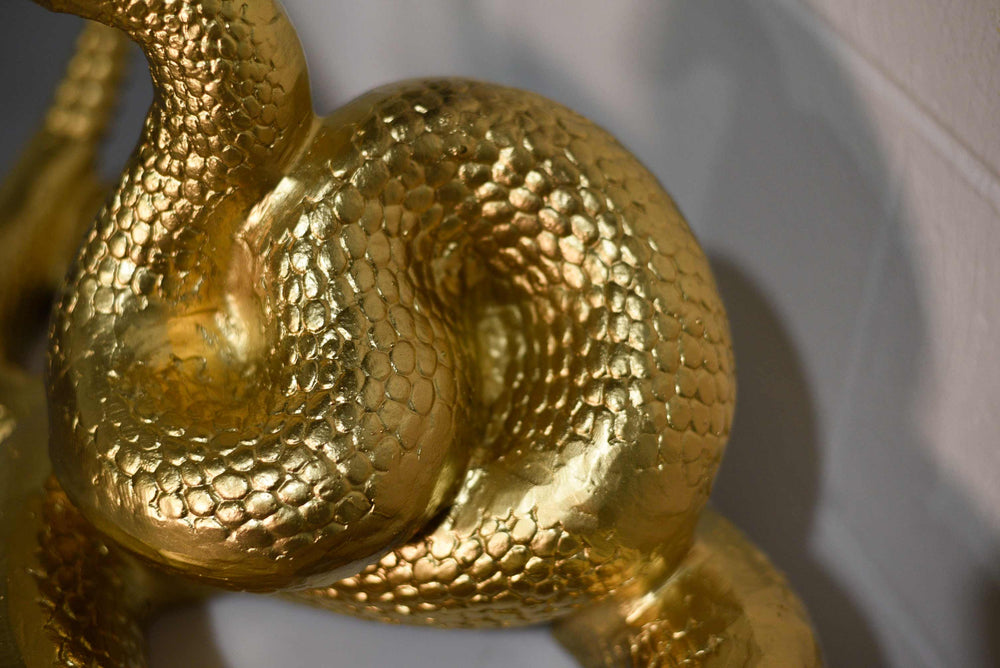 Metal Snake Rattle Vintage Gilded Coiled Cast Metal Rattlesnake Statue – Firebird Furniture